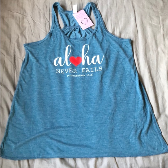 Blue aloha never fails tank top - Picture 1 of 5